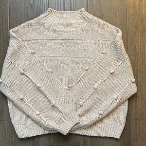 Cream sweater with Pom Pom on sleeves